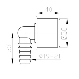 HT koncovka rohová pre pripojenie hadice 19-21mm, DN50 168.458.0 44594