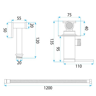Podomietková bidetová batéria Foss Clif Brush Gold