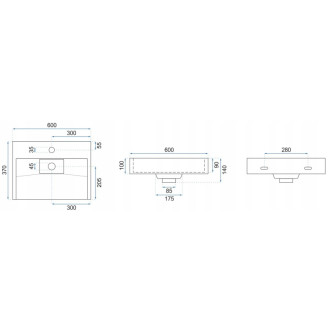 Rea Konglomerátové umývadlo na dosku REA GOYA 60 cm + konzola KPL-U8901