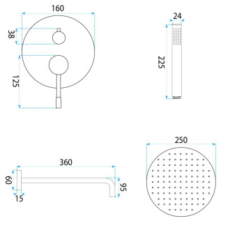 Rea Podomietková sprchová sada Rea Lungo Diamond Gold+ BOX REA-P6964