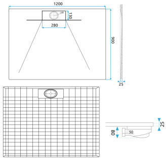 Rea Sprchová vanička REA Bazalt long 90x120 - čierna REA-K3904
