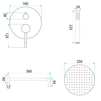 Rea Podomietková sprchová sada Rea Lungo Diamond Copper + BOX REA-P5657