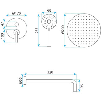 Rea Podomietková sprchová sada Rea Ontario Brush Copper + BOX REA-P5650