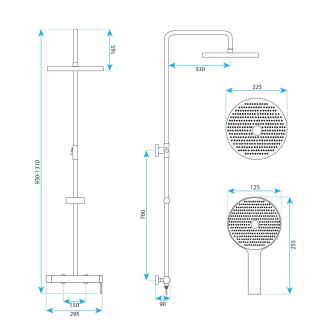 Rea Sprchový set Rea Foss Clif Brush Nickel REA-P5646