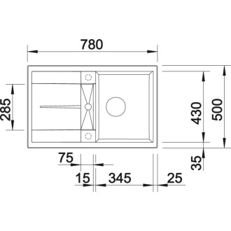 Blanco METRA 45 S drez vstavaný čierna granit 525 914