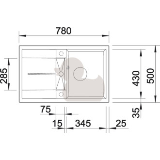Set drezu a batérie Blanco 09 METRA 45 S 78x50 cm antracit + MIDA SETB2