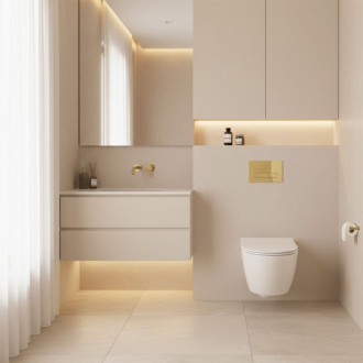 Rea Podomietkový WC systém K011A-Q + tlačidla I Brush Gold KPL-E9560