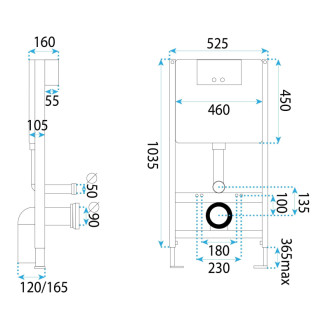 Rea Podomietkový WC systém K011A-Q + tlačidla I Brush Chrome KPL-E9561