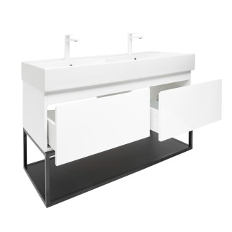 Kúpeľňová skrinka s umývadlom SAT B-Way 119x30x45 cm biela lesk BWAY120WU2BBF