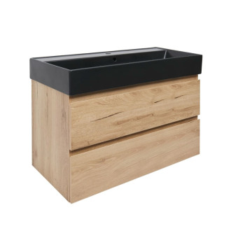 Kúpeľňová skrinka 2 zásuvková s umývadlom SAT B-Way 99x50x45 cm dub mat BWAY2100OAKU2BB