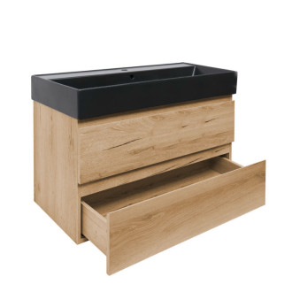 Kúpeľňová skrinka 2 zásuvková s umývadlom SAT B-Way 99x50x45 cm dub mat BWAY2100OAKU2BB