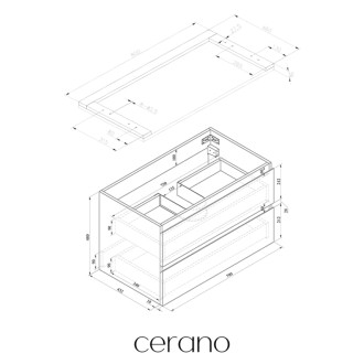 CERANO - Kúpeľňová skrinka Carole s doskou pod umývadlo - 36 mm - biela matná - 81x51,6x46,5 cm