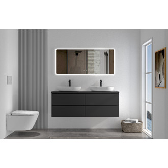 CERANO - Kúpeľňová skrinka Carole s doskou pod umývadlo - 36 mm - čierna matná - 121x51, 6x46, 5 cm