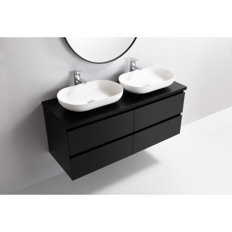 CERANO - Kúpeľňová skrinka Carole s doskou pod umývadlo - 36 mm - čierna matná - 121x51, 6x46, 5 cm