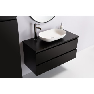 CERANO - Kúpeľňová skrinka Carole s doskou pod umývadlo - 36 mm - čierna matná - 81x51, 6x46, 5 cm