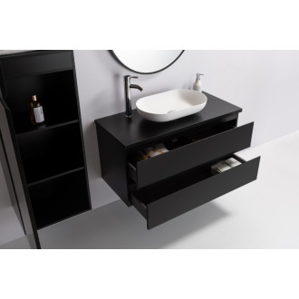 CERANO - Kúpeľňová skrinka Carole s doskou pod umývadlo - 36 mm - čierna matná - 81x51, 6x46, 5 cm