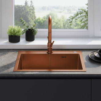 Rea Oceľový drez Liam BRUSH COPPER KPL-06050