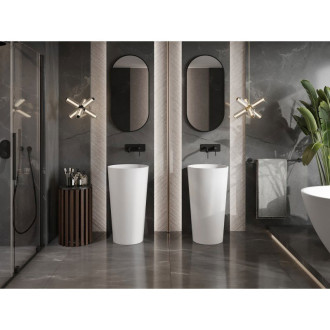 Voľne stojace umývadlo Mexen Onyx-03 z konglomerátu 45 x 45 cm, matná biela - 26534500