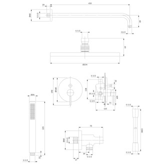 Omnires Y podomietkový sprchový set, brúsený nikel SYSY35NI