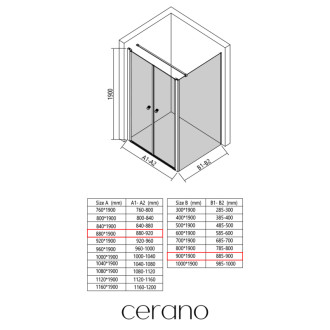 CERANO - Sprchovací kút Antelo L - Ľ/P - 6 mm - chróm, transparentné sklo - 88x90 cm - otočný