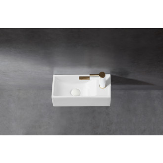 CERANO - Umývadlo keramické Giovanni, závesné pravé - biela lesklá - 41x22,5 cm