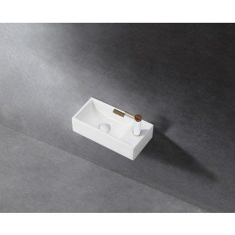 CERANO - Umývadlo keramické Giovanni, závesné pravé - biela lesklá - 41x22,5 cm