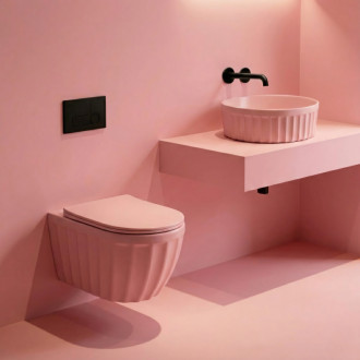Sada: Závesná WC misa + Umývadlo na dosku Rea Duo Sweet Pink Matt