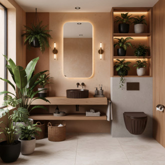 Sada: Závesná WC misa + Umývadlo na dosku Rea Duo Espresso Matt