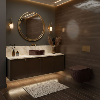 Sada: Závesná WC misa + Umývadlo na dosku Rea Duo Espresso Matt