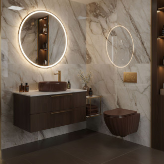 Sada: Závesná WC misa + Umývadlo na dosku Rea Duo Espresso Matt