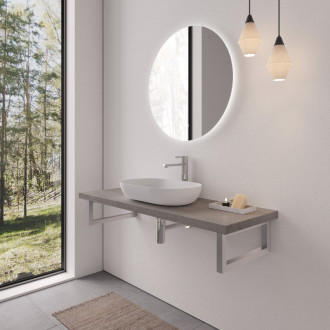 CERANO - Doska pod umývadlo Navira Pro + podperná konzola - betónovo šedá - 161x46,5x3,6 cm