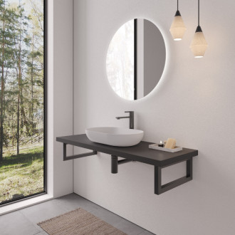 CERANO - Doska pod umývadlo Navira Pro + podperná konzola - čierna matná - 71x46,5x3,6 cm