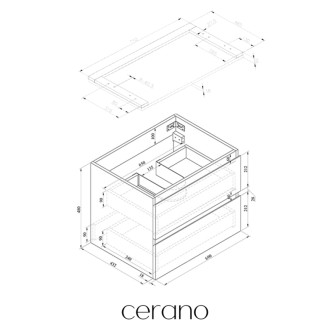 CERANO - Kúpeľňová skrinka Carole s doskou pod umývadlo - 36 mm - biela matná - 71x51,6x46,5 cm
