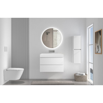 CERANO - Kúpeľňová skrinka Carole - biela matná + umývadlo z lit. mramoru Vita - biela lesklá - 70x58x46 cm