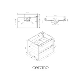CERANO - Kúpeľňová skrinka Carole - biela matná + umývadlo z lit. mramoru Vita - biela lesklá - 70x58x46 cm