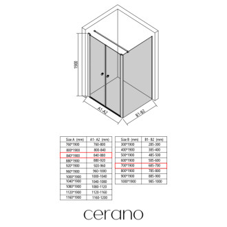 CERANO - Sprchovací kút Antelo L - Ľ/P - 6 mm - chróm, transparentné sklo - 84x70 cm - otočný