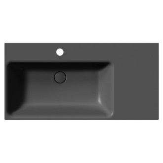 NUBES keramické umývadlo 100x50cm, s odkladacou plochou vpravo, čierna mat