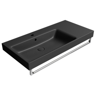 NUBES keramické umývadlo 100x50cm, s odkladacou plochou vpravo, čierna mat
