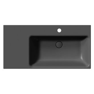 NUBES keramické umývadlo 100x50cm, s odkladacou plochou vľavo, čierna mat