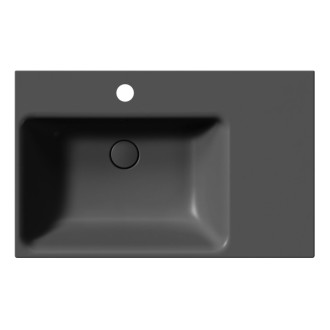 NUBES keramické umývadlo 80x50cm, s odkladacou plochou vpravo, čierna mat