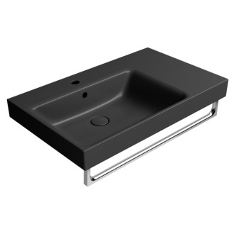 NUBES keramické umývadlo 80x50cm, s odkladacou plochou vpravo, čierna mat
