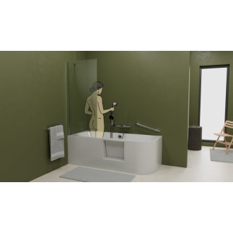 PORTAS L asymetrická vaňa s dvierkami, 180x75x60cm, biela