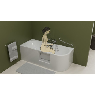 PORTAS L asymetrická vaňa s dvierkami, 180x75x60cm, biela