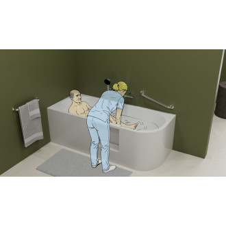 PORTAS L asymetrická vaňa s dvierkami, 180x75x60cm, biela