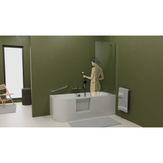 PORTAS R asymetrická vaňa s dvierkami, 180x75x60cm, biela