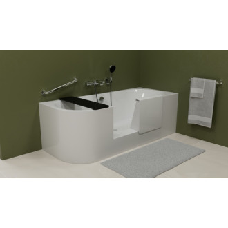 PORTAS R asymetrická vaňa s dvierkami, 180x75x60cm, biela