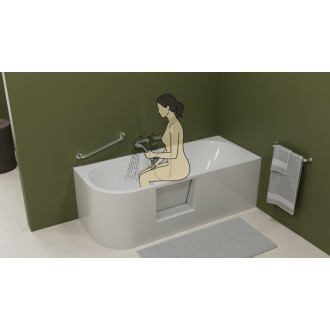 PORTAS R asymetrická vaňa s dvierkami, 180x75x60cm, biela