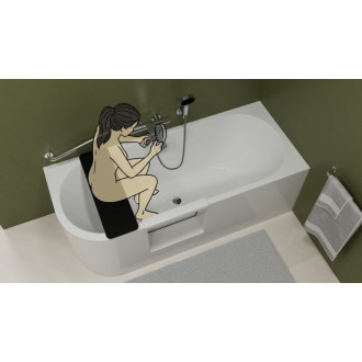 PORTAS R asymetrická vaňa s dvierkami, 180x75x60cm, biela