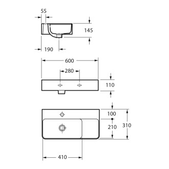 ISTIA keramické umývadlo, 60x41cm, biela