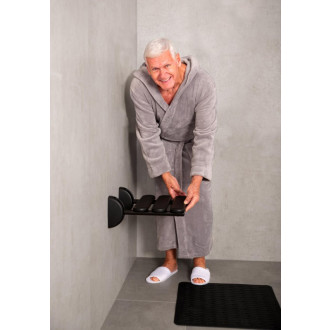 HANDICAP sklopné sedátko do sprchovacieho kúta, 36x25cm, čierna